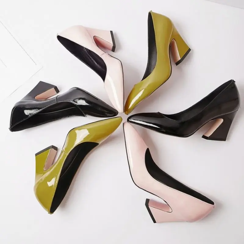 Taoffen Women Real Leather Sexy Hoof Heels Pumps Party Wedding Lady Office High Heel Shoes Woman Pointed Toe Footwear Size 34-42 | Обувь