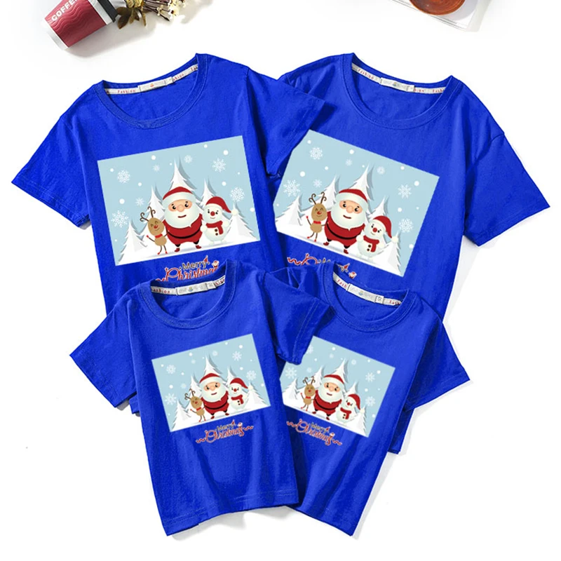 Одинаковые комплекты для семьи Рождественская семейная футболка папы мамы сына