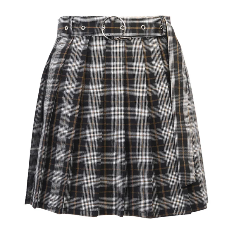 

InsDoit Plaid Pleated Harajuku Vintage Skirts Women Streetwear Goth High Waist Skirt Summer Sexy Fashion Elegant Short Skirts