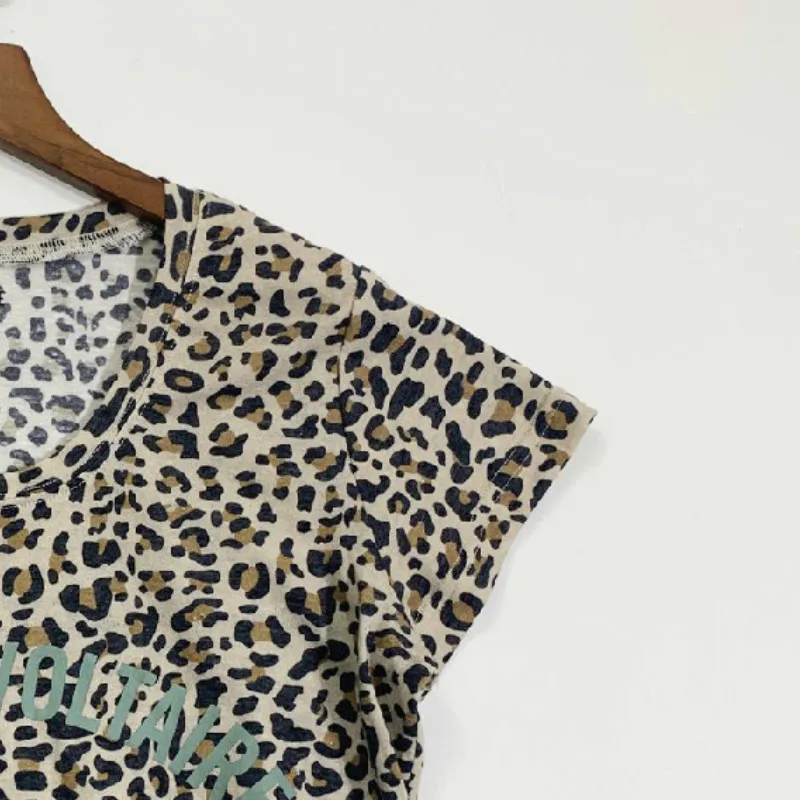 Женская футболка с леопардовым принтом и коротким рукавом | одежда