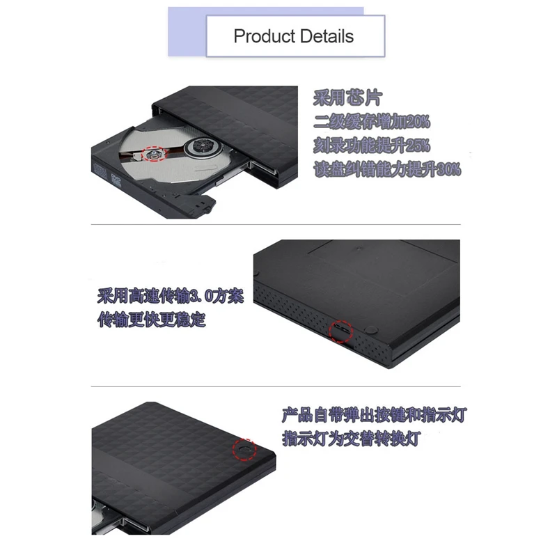 Внешний CD DVD привод USB 3 0 Type C проигрыватель портативный Горелка Для IMAC ноутбука Mac