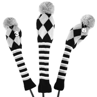 3pcs knit wood golf covers pom pom driver 460ccfairway woods ut protect headcover decoration accessories
