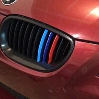 car grille stickers for bmw m3 m5 m6 e46 e39 e60 e90 m power stripes styling exterior tuning accessories carbon fiber decals