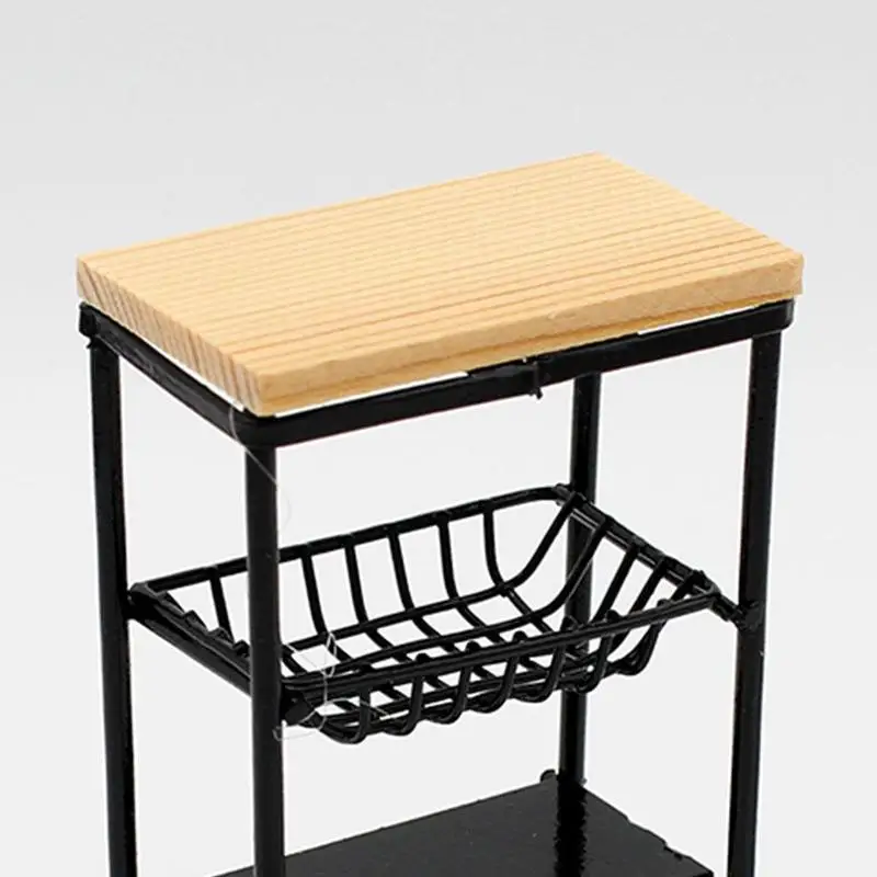 

Mini Black Kitchen Side Cabinet 1:12 House Accessories Display Model Kitchen Cabinet Shelf Miniature Wood Metal L0M0