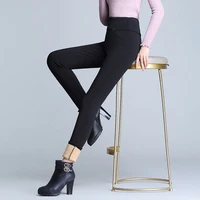 plush and thickened cashmere bottoming pants with high waist and elastic feet