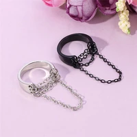 cool women men ring punk chain rings open adjustable jewelry accessories