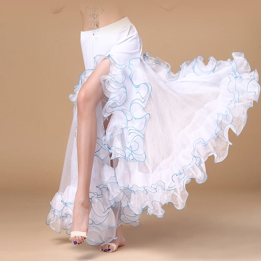 Женская одежда для танца живота длинная юбка макси с разрезом по бокам шифоновая