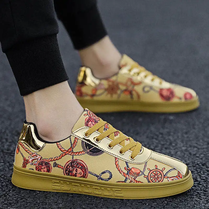 Летняя обувь с принтом Большие размеры Брендовая мужская повседневная на