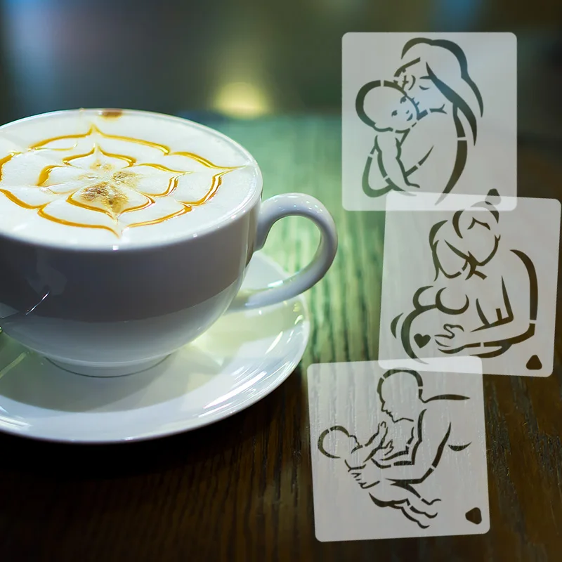 

Mother's Day Theme Coffee Printing Model Coffee Stencils Coffee Spray Tools Art Pen For Latte Cake Coffee Decoration Coffeeware