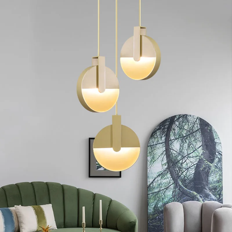 

Round pendant light living room bar Nordic post modern lighting creative personality restaurant designer Sunset Pendant Lamp