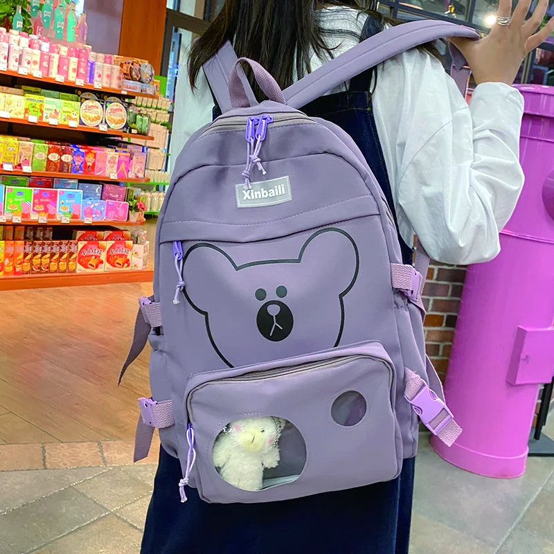 

2021 Women Backpack for Cute Girls Schoolbag Simple Student Nylon Bookbag Female Large Capacity Rucksack Lady Anti Theft Mochila