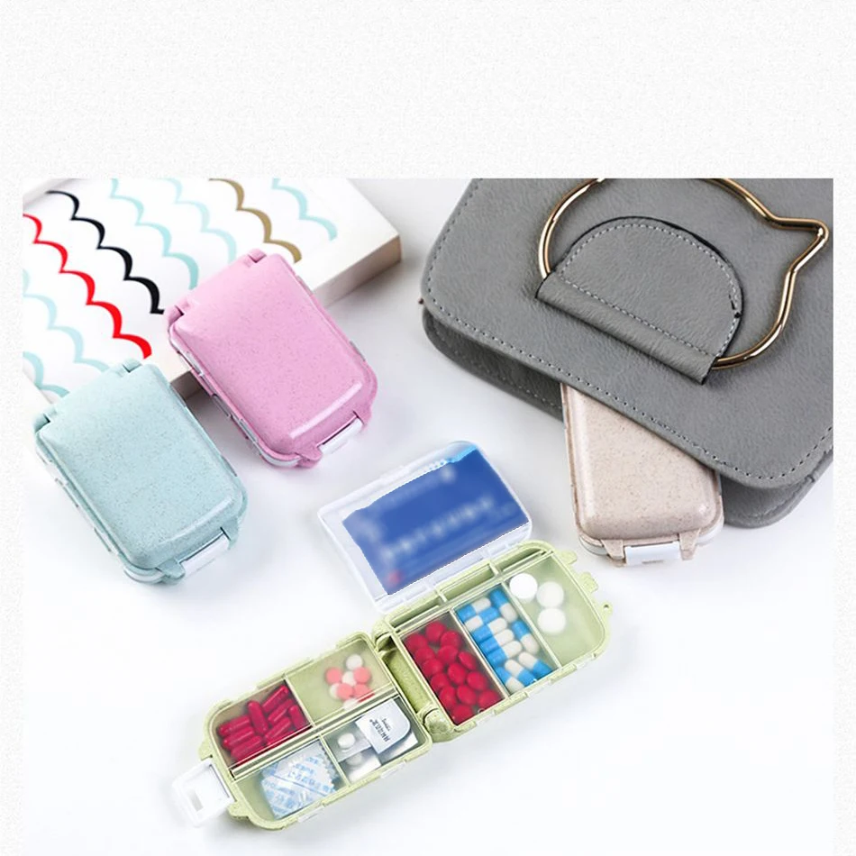 

1pcs Portable Pill Box Wheat Sealed Pill Container Organizer Health Care Drug Travel Divider Pill Storage Bag Travel Pill Case
