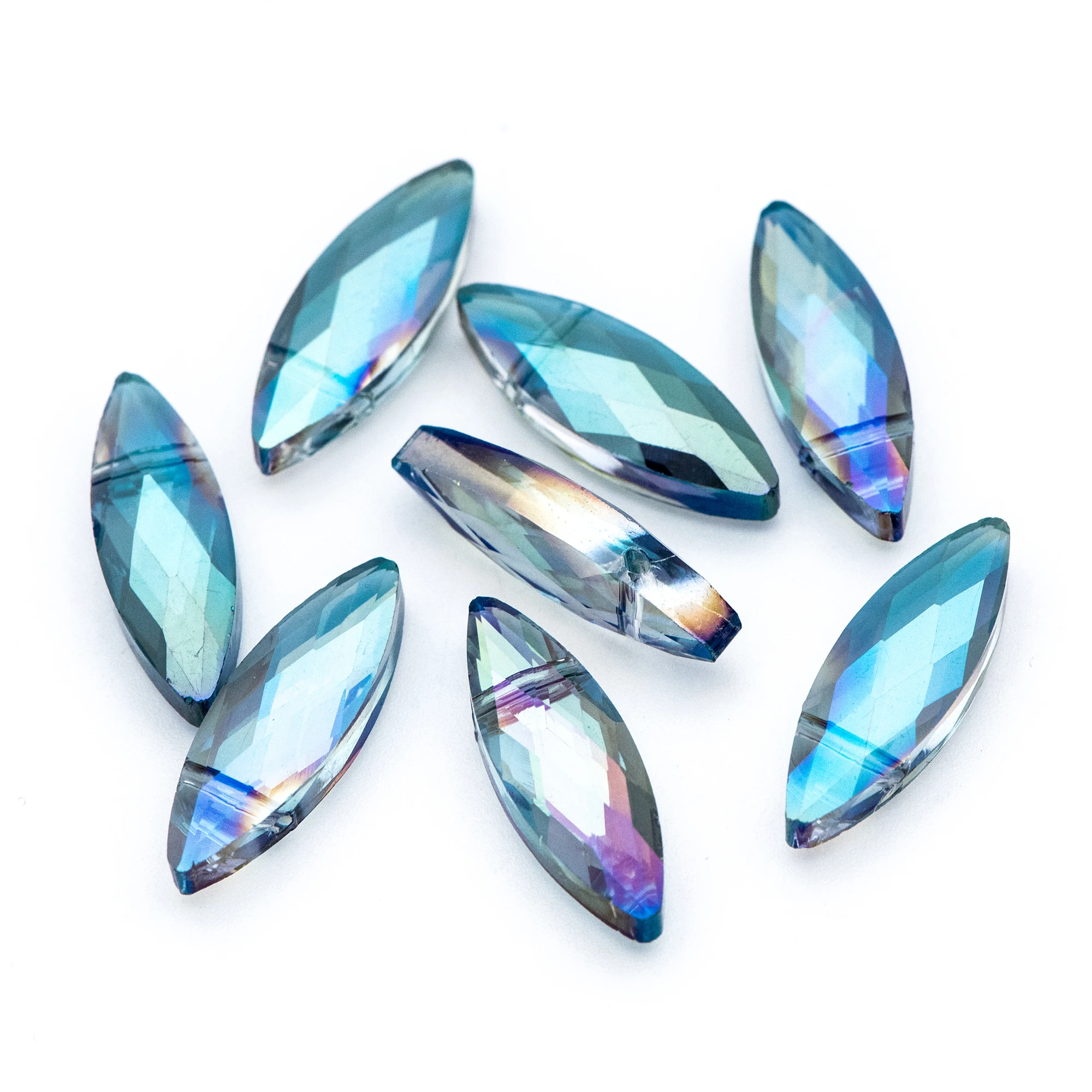 

20pcs Faceted Crystal Leaf-Shaped Beads 22mm, Sparkly Glass Leaf Charms, For Jewelry DIY Findings Acces (#TS23-6)