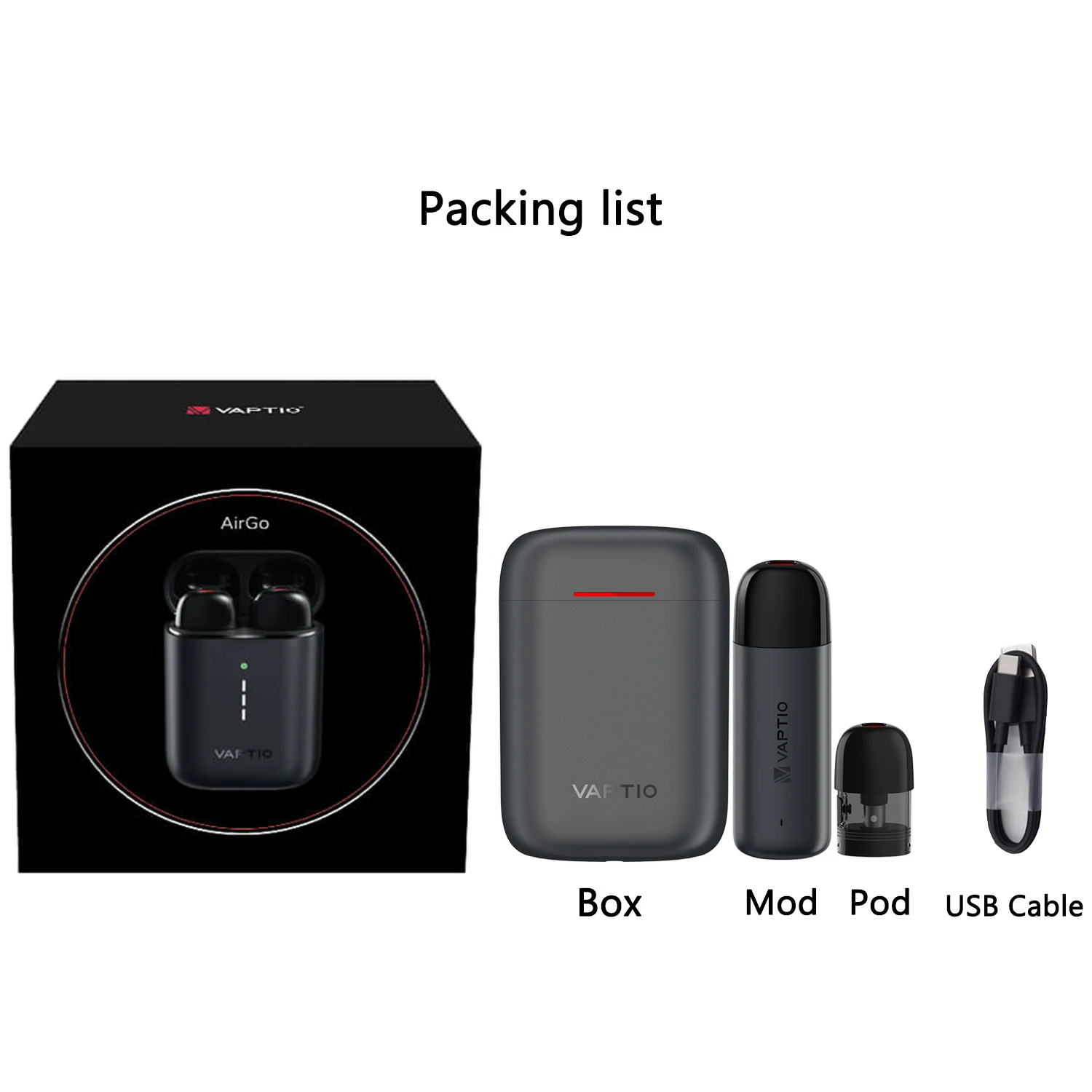 

Vaptio AirGo E Cigarette with 1.5ml Cartridge 80mAh Battery Mod with 700mAh Battery Box Open System Vaporizer