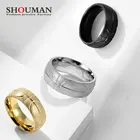 SHOUMAN Модные Ретро панк ассиметричные сферические золотые серебряные черные титановые стальные не выцветают кольца для влюбленных и женщин ювелирные изделия