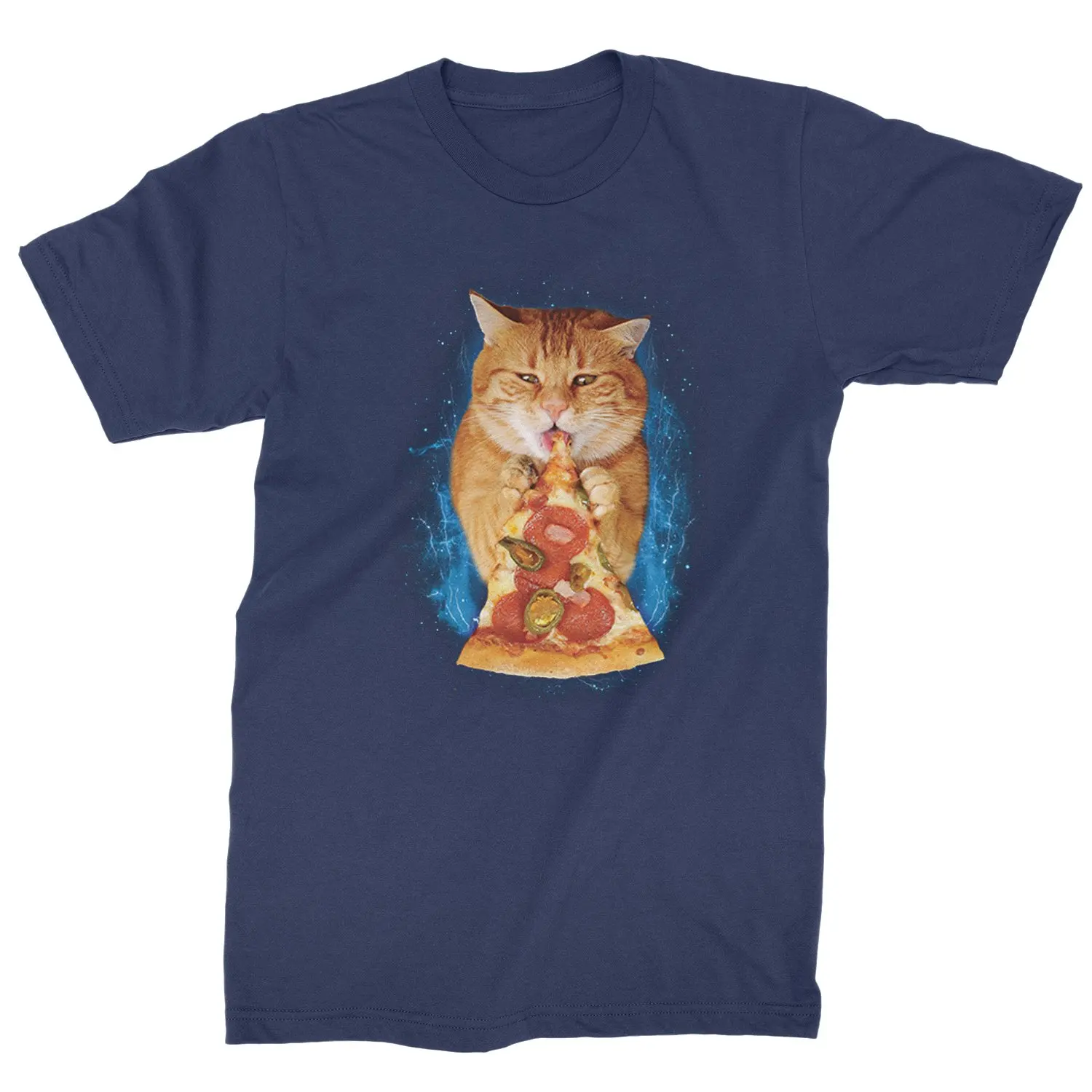 

Captain Goose Cat Eating Pizza. Funny Men's T-Shirt Summer Cotton Short Sleeve O-Neck Unisex T Shirt New S-3XL