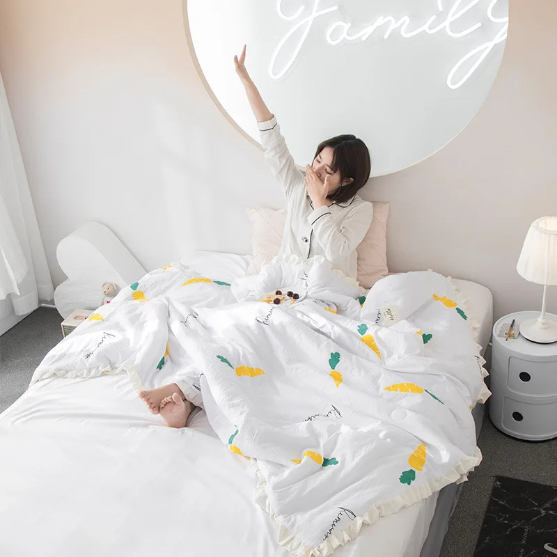 Denisroom милое летнее одеяло с морковкой кружевное комфортное и теплое кондиционер