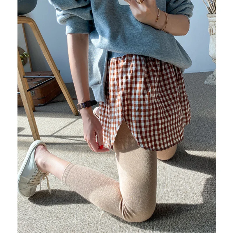 

Autumn Winter Elastic High Waist Women Skirt Vintage Plaid Cute Loose Bottom Mini Skirts Fashion Matching A-Line Skirt