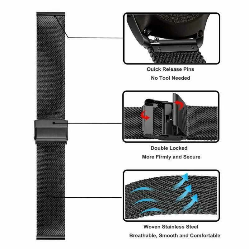 Сетчатые ремешки 20 мм для Xiaomi Huami Amazfit GTS 1 2 3 2e mini миланские из нержавеющей стали Bip U