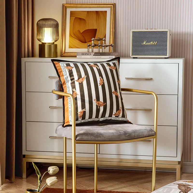 Роскошная леопардовая подушка в американском ретро-стиле с котом декоративная