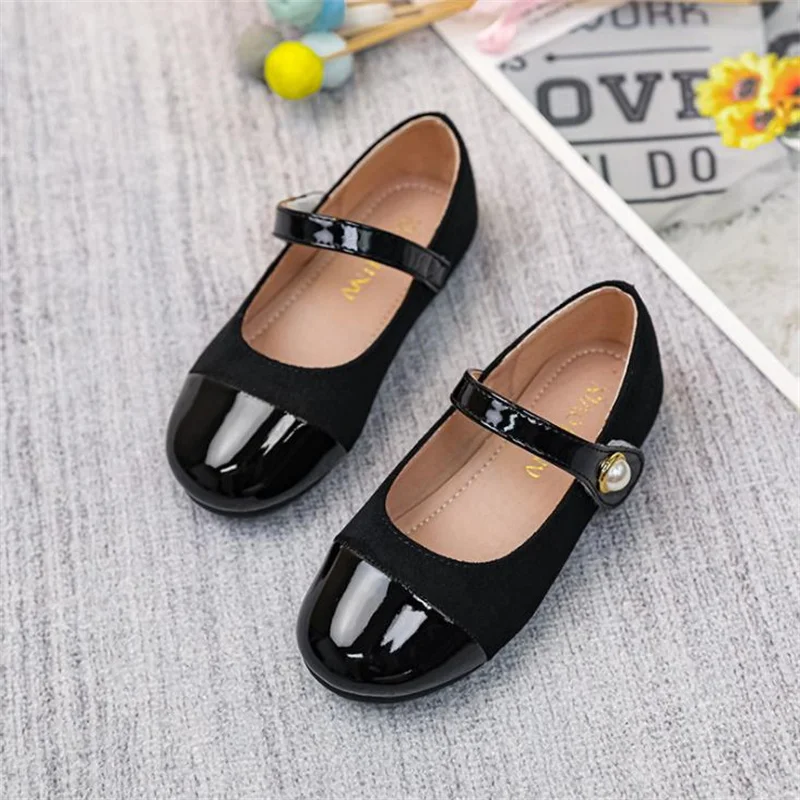 JY Children Girls Black Flat Princess Dance Party Shoes Students Girl 25-35 318-38 High Quality GZX04