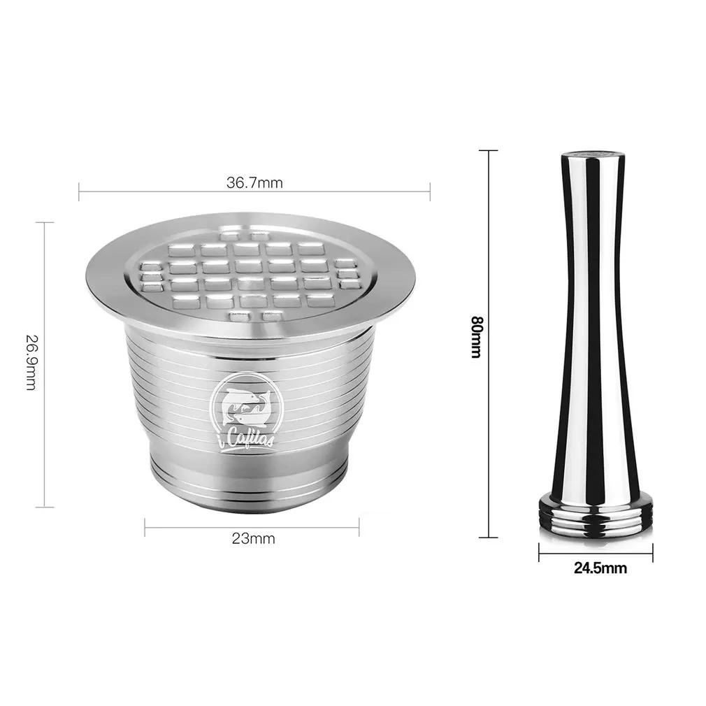 

Refillable Square-hole Coffee Capsule Pod Filter Dripper Tamper Stainless steel Compatible with Nespresso Coffee Machine