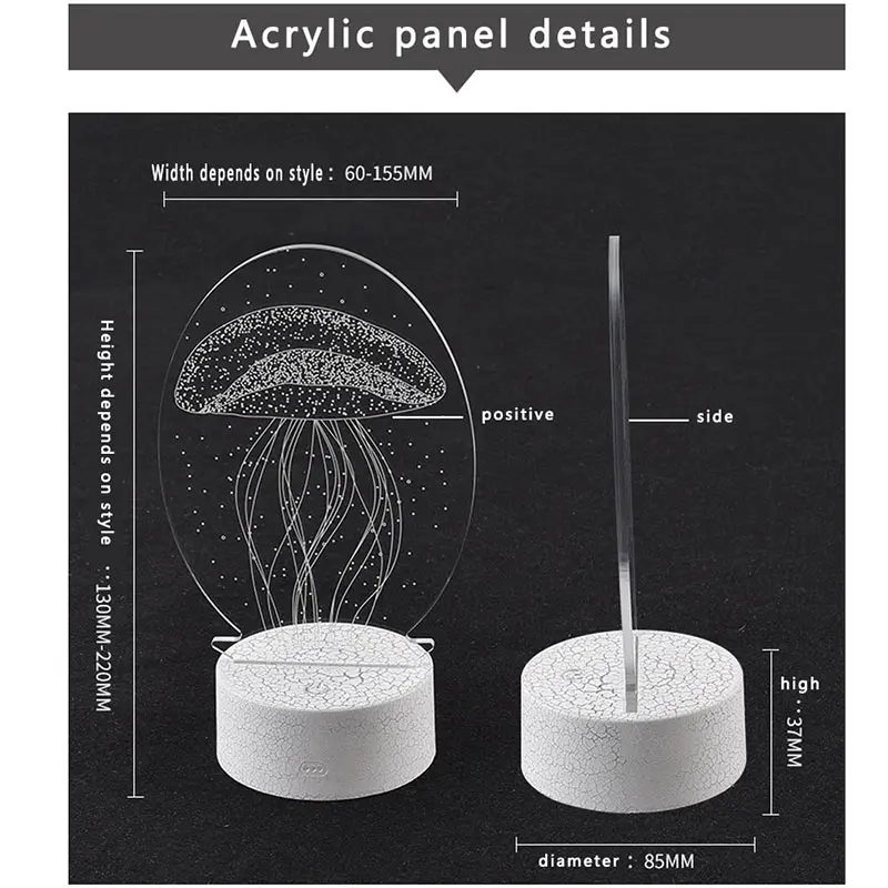 3D Night Light Led Seven Color Remote Control Bedside Lamp Creative Gift Small Table | Lights