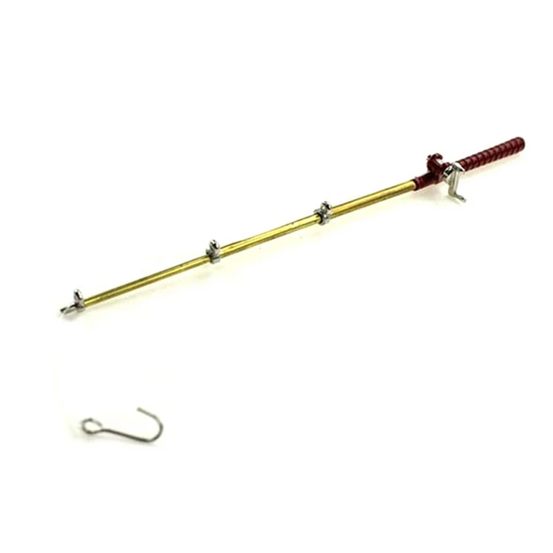 

1:12 Dollhouse Miniature Metal Fishing Rod Model Doll Life Scene 1/12 Scale Doll House Decoration Gift Dolls Accessories