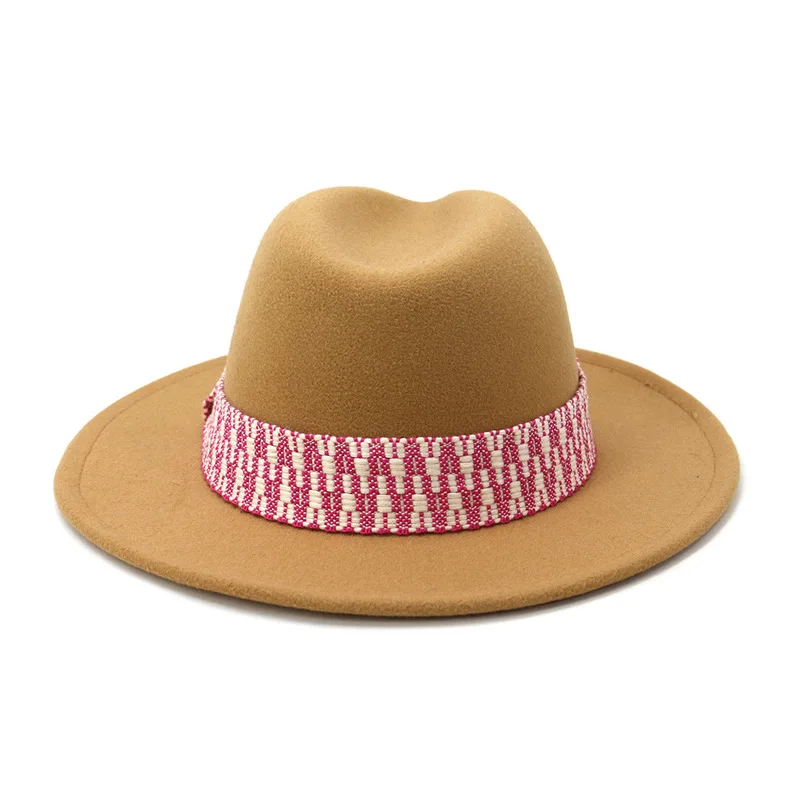 

fedora hats women men winter autumn wide brim with ribbon band striped felted hats fascinator red pink women men winter hats new