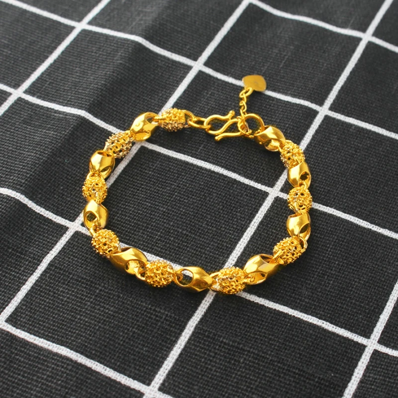 Модный женский браслет ювелирное изделие 24 k золотой цвет ручная цепочка мужские