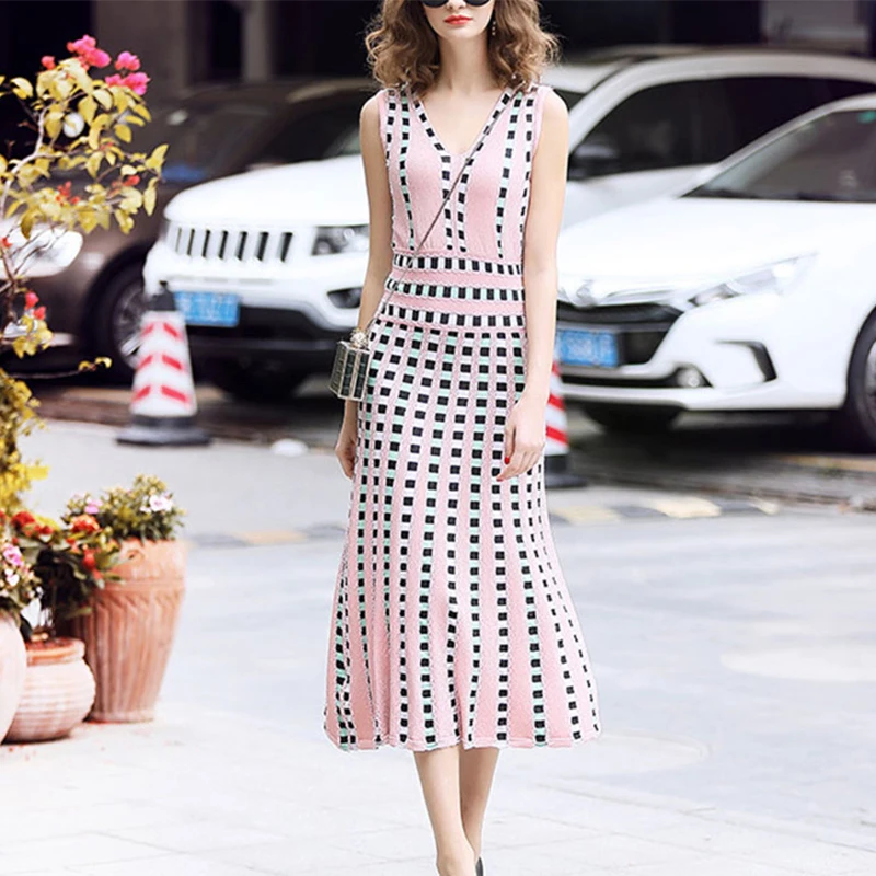 2019 летнее сексуальное платье с v образным воротом без рукавов для женщин взлетно