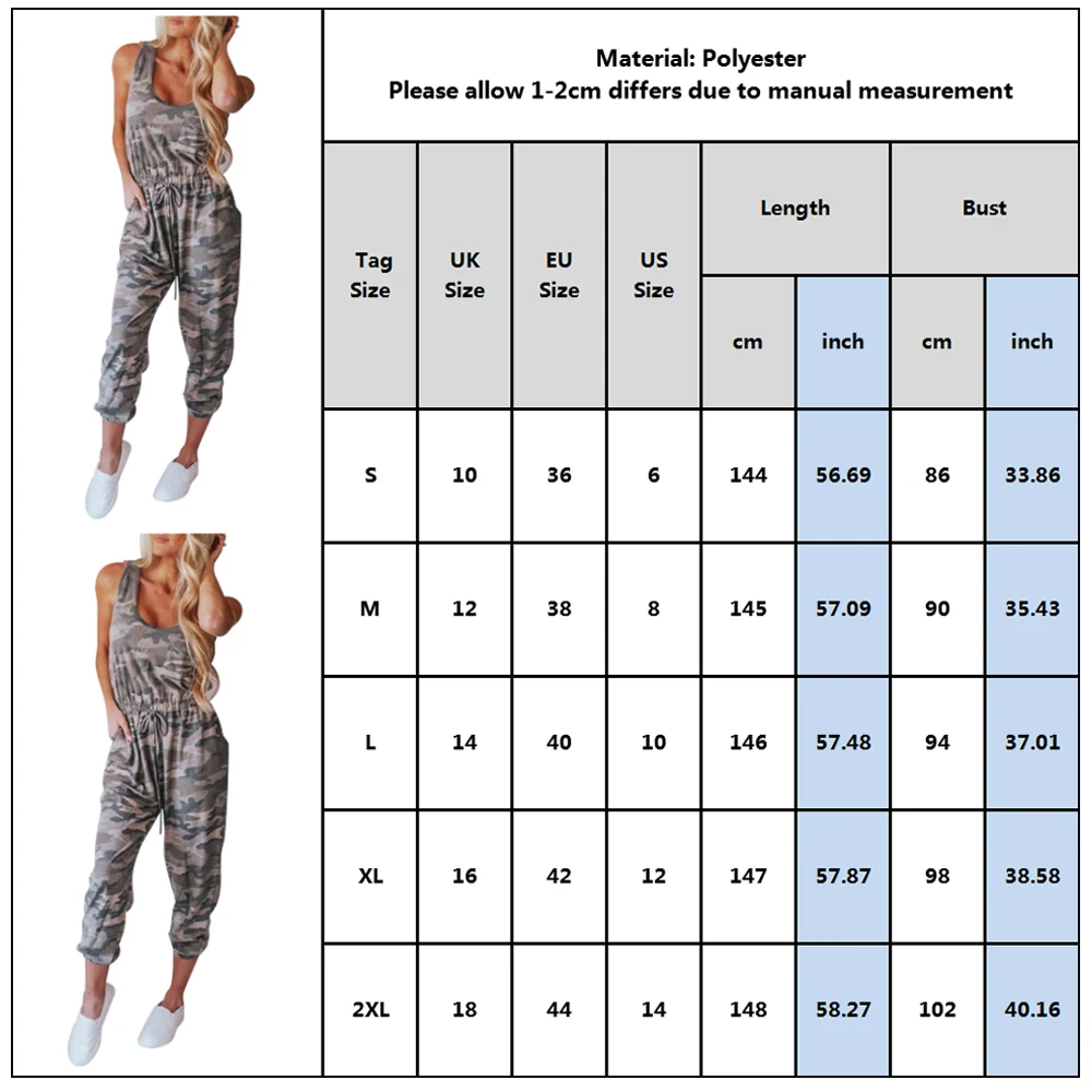 

Camouflage Casual Jumpsuit Women Sleeveless Loose Long Rompers Trousers Baggy Camo Overalls 2020 Summer D30