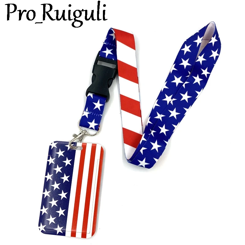 

Задний фон с американским флагом аниме талреп значок держатель ID карты ремешки мобильный телефон веревка шнурки шейные платки брелок для к...