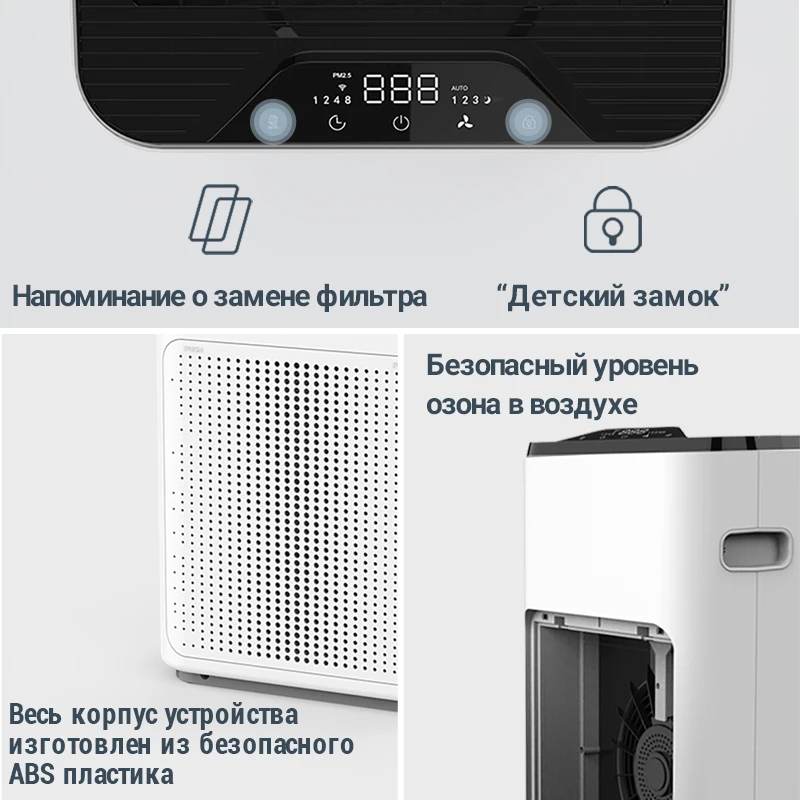 Muellerlife H200 smart air purifier home negative ion Home Office HEPA filter fresh ozone for formaldehyde sterilizer MOLNIA | Бытовая