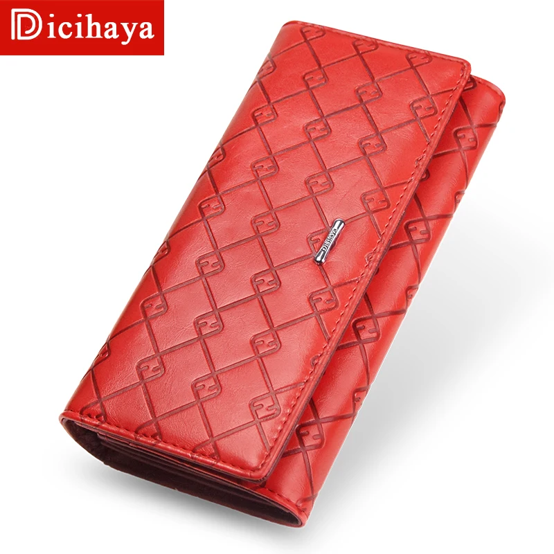 Кошельки DICIHAYA из натуральной кожи для женщин удлиненный бумажник кредитница
