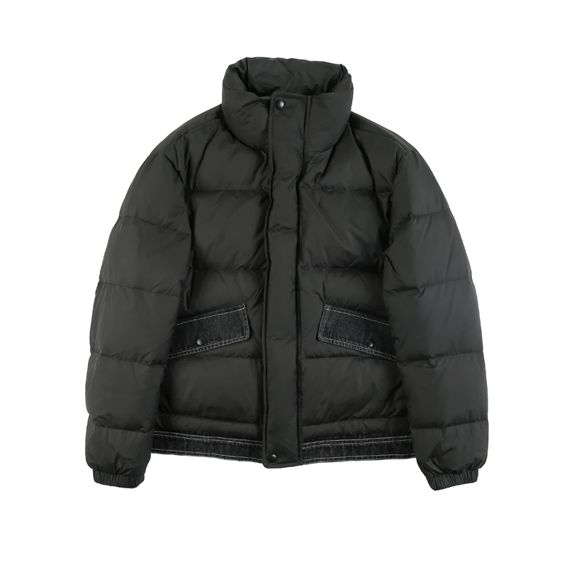 

British Style Gentlemen Winter 80% Gray Duck Down Jackets Men Clothing 2020 Fashion Stand Collar Denim Spliced Coat Casual Warm