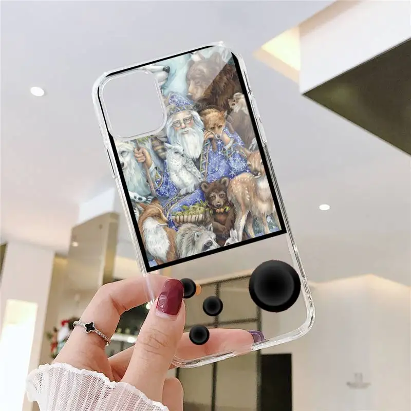 

Funny Santa retro game console Phone Case Transparent for iPhone 6 7 8 11 12 s mini pro X XS XR MAX Plus SE cover funda