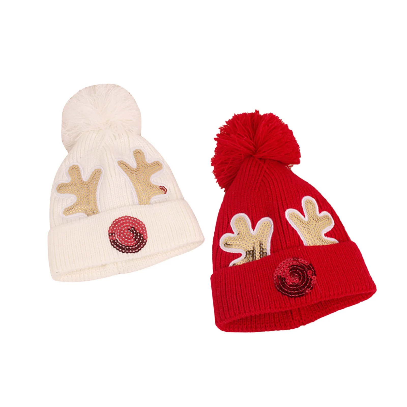 

Lioraitiin Toddler Kids Girl Boy Woolen Hat, Unisex Sequins Antler Patterns Knitted Hat Beanie