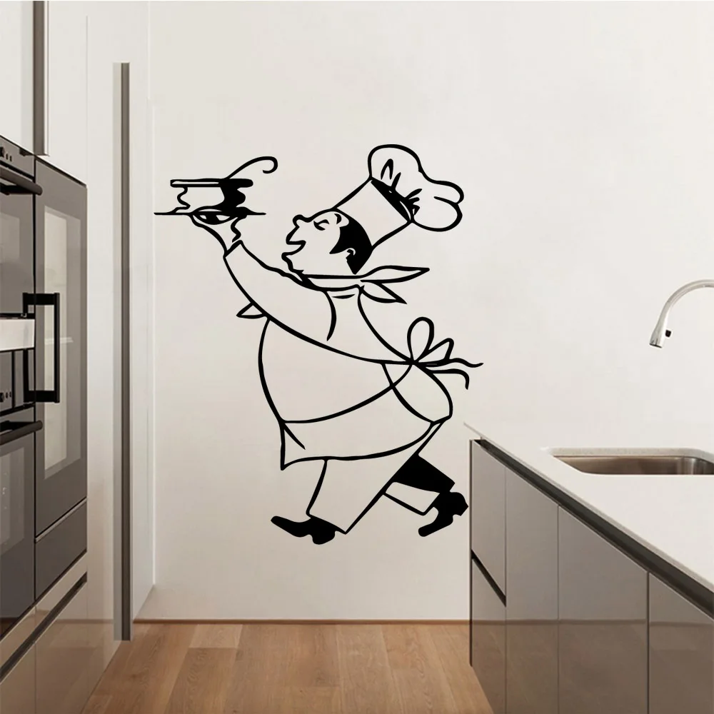 

Cook Wall Sticker Kitchen Decoration Soup Cooking Vinyl Decals Restaurant Serve Stickers Cuisine Cooker C6018