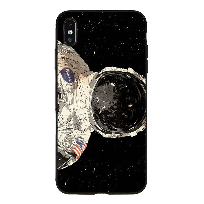 

Space Astronaut Phone Case For iPhone 12 11 Pro Max Xs Max Xr 6 6S 7 8 Plus X SE 2020 Case Creative Soft TPU Cover for iphone 12