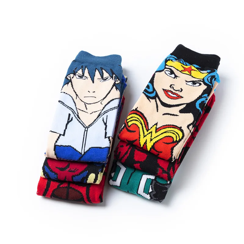 Носки с принтом аниме Midoriya izku Wonder Woman Uchiha Sasuke All Might Flash милые забавные персонализированные мужские хлопковые носки для влюбленных