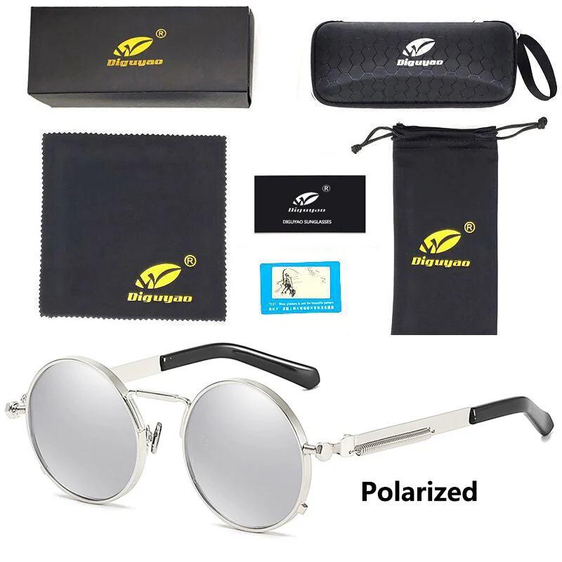 Oculos de sol feminino женские красные очки круглые стимпанк металлические пружины Поляризованные солнечные ретро-очки мужские uv400 Высокое качество - Цвет линз: C-05 Polarized
