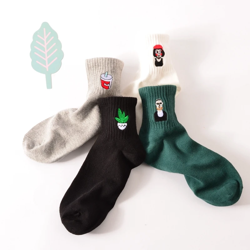 CACTUS Funny Women Size New Cotton Short Socks Killer Cupid Moustache Milk Cola Leon Clover Love Smile Face Mathilda Rose Tongue