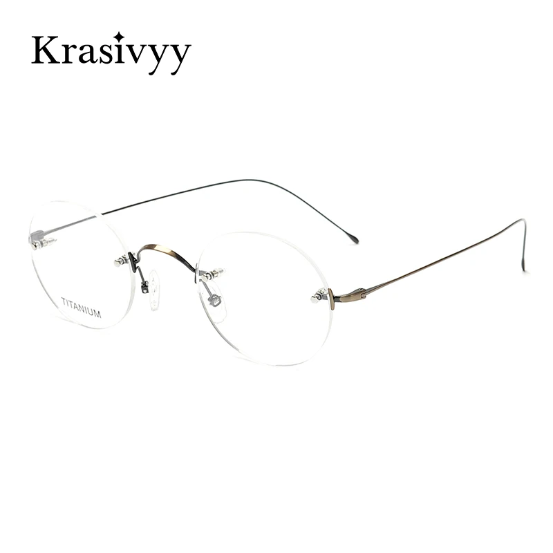 Очки Krasivyy круглые Без Оправы для мужчин и женщин титановая оправа в Корейском