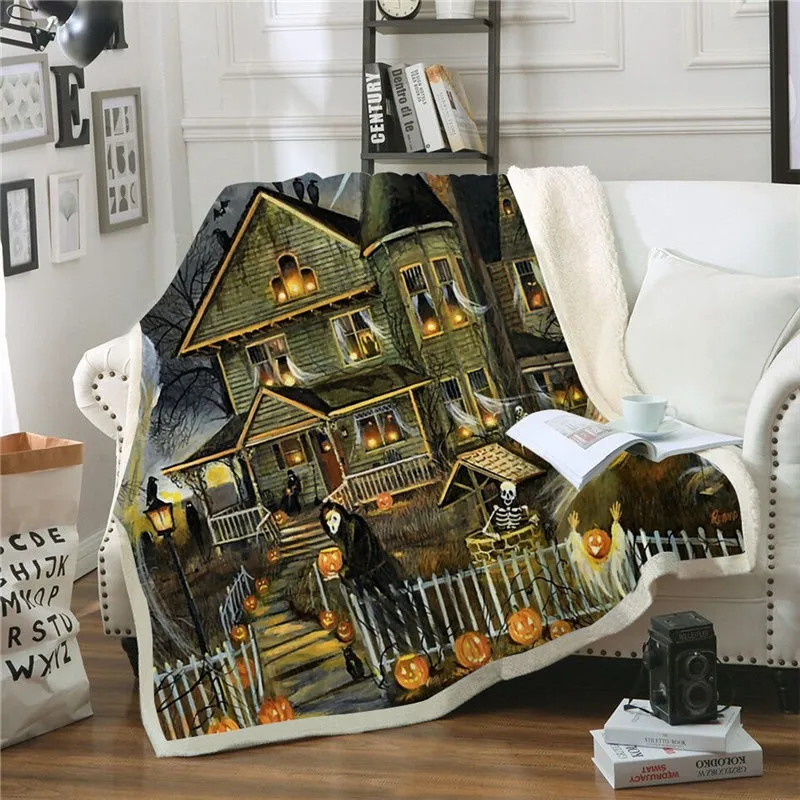 Модное одеяло Sherpa повседневное для Хэллоуина аниме кино подарок детей тонкое