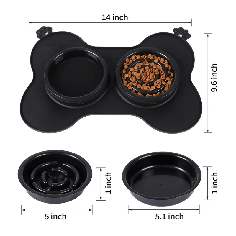 

BPA Free Pet Anti-Slip Silicone Stainless Steel Slow Food Bowl Dog Cat Anti Choking Bowl High Quality Easy To Clean For Dog Cat
