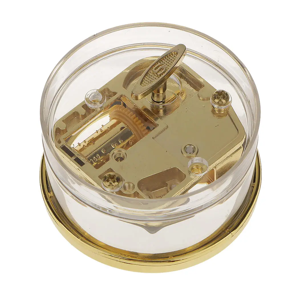 Acrylic Round Shaped Transparent Wind-up Clockwork Music Box Toy Gift for Kids&Children-Gold images - 6