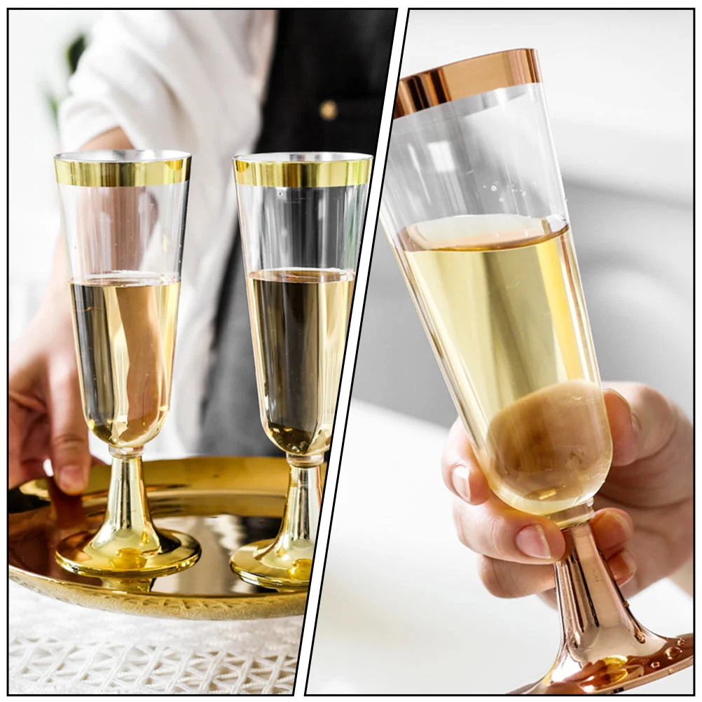 Одноразовые коктейльные чашки 8 шт. бронзирующие пластиковые для шампанского