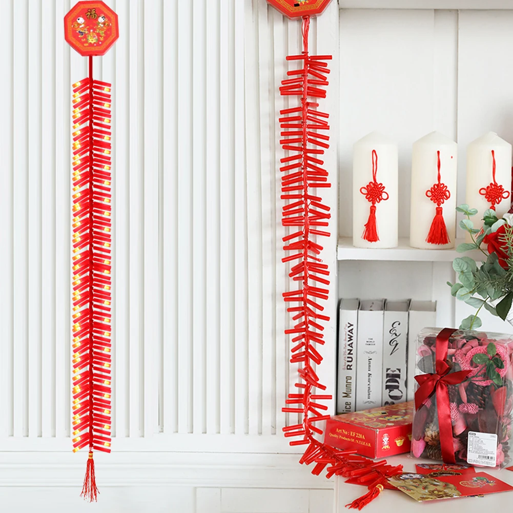 

1.35m 92LED Fairy Lights String LED Electronic Firecracker Lamp AC220V Sound Chinese New Year Decoration String Lights
