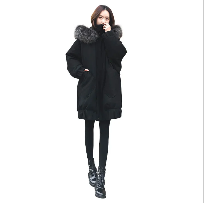 Зимнее женское хлопковое пальто с меховым воротником Женское 2019 Корейская